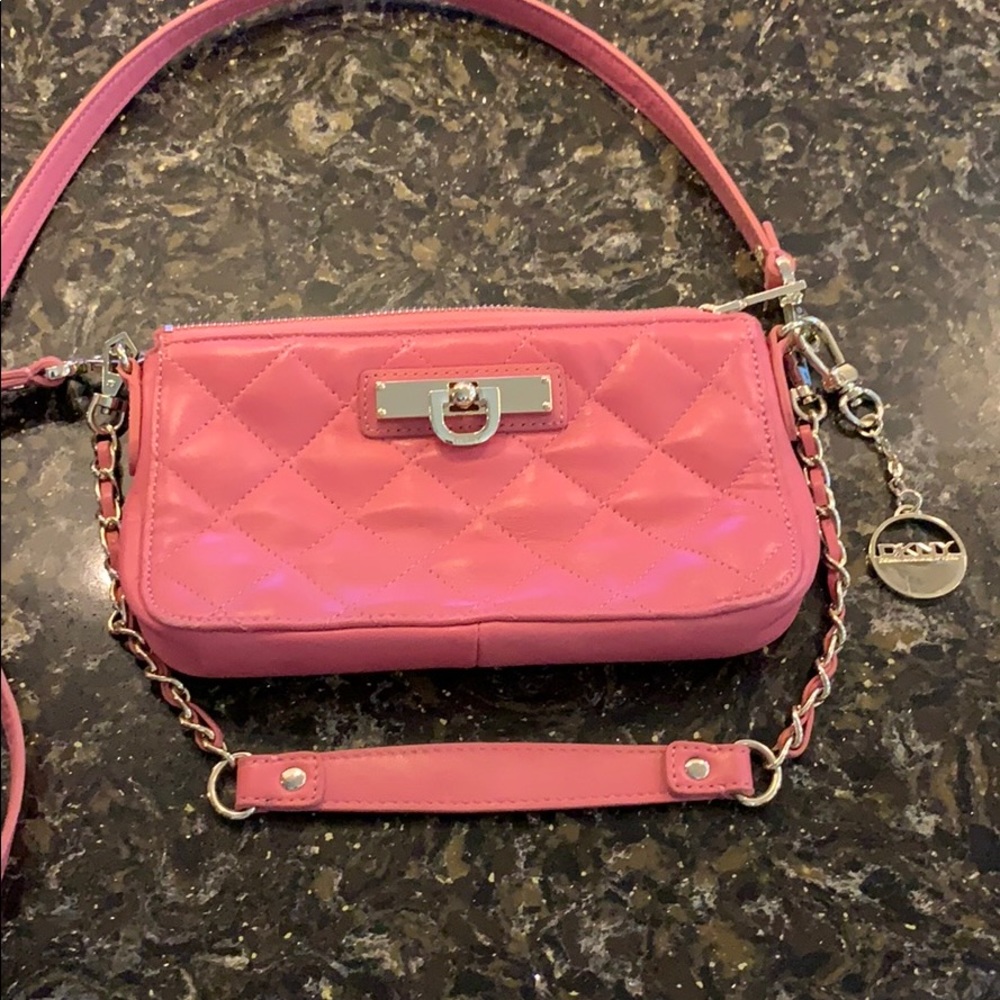 DKNY PINK LEATHER PURSE